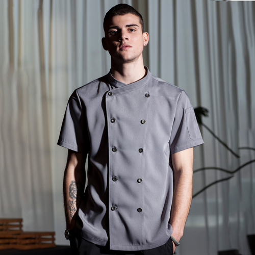 Domestic chef uniform short-sleeved summer thin breathable mesh chef clothes custom print LOGO kitchen workwear
