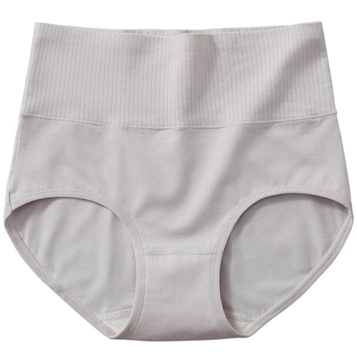Cotton underwear women's high waist tummy control butt lifting solid color mid-waist breathable briefs large size women's pants spring and summer