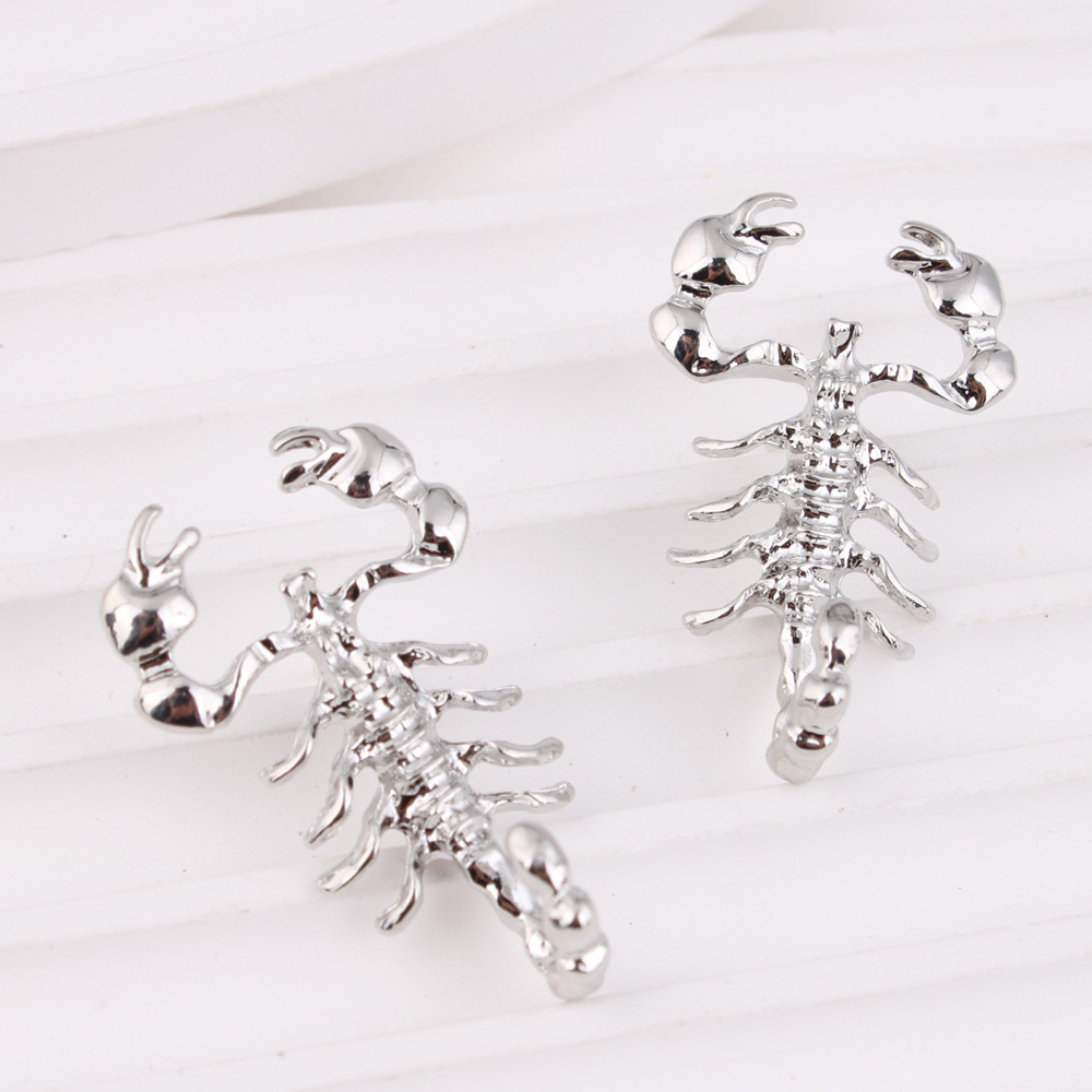 925 Sterling Silver Ear Needle Material Ear Studs Classification 1 Pair IG Style Hip-Hop Scorpion Zinc Alloy Ear Studs