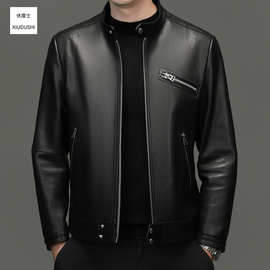 男士真皮头层山羊皮皮衣青年立领皮夹克外套皮衣机车服男装潮流男