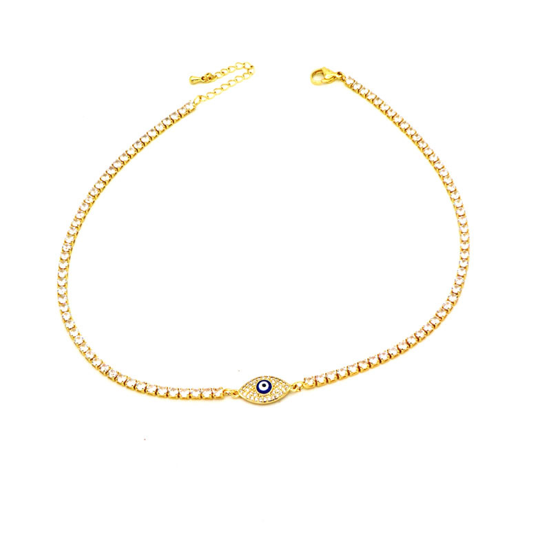 Fashion Devilu0027S Eye Copper Inlay Zircon Choker 1 Piece