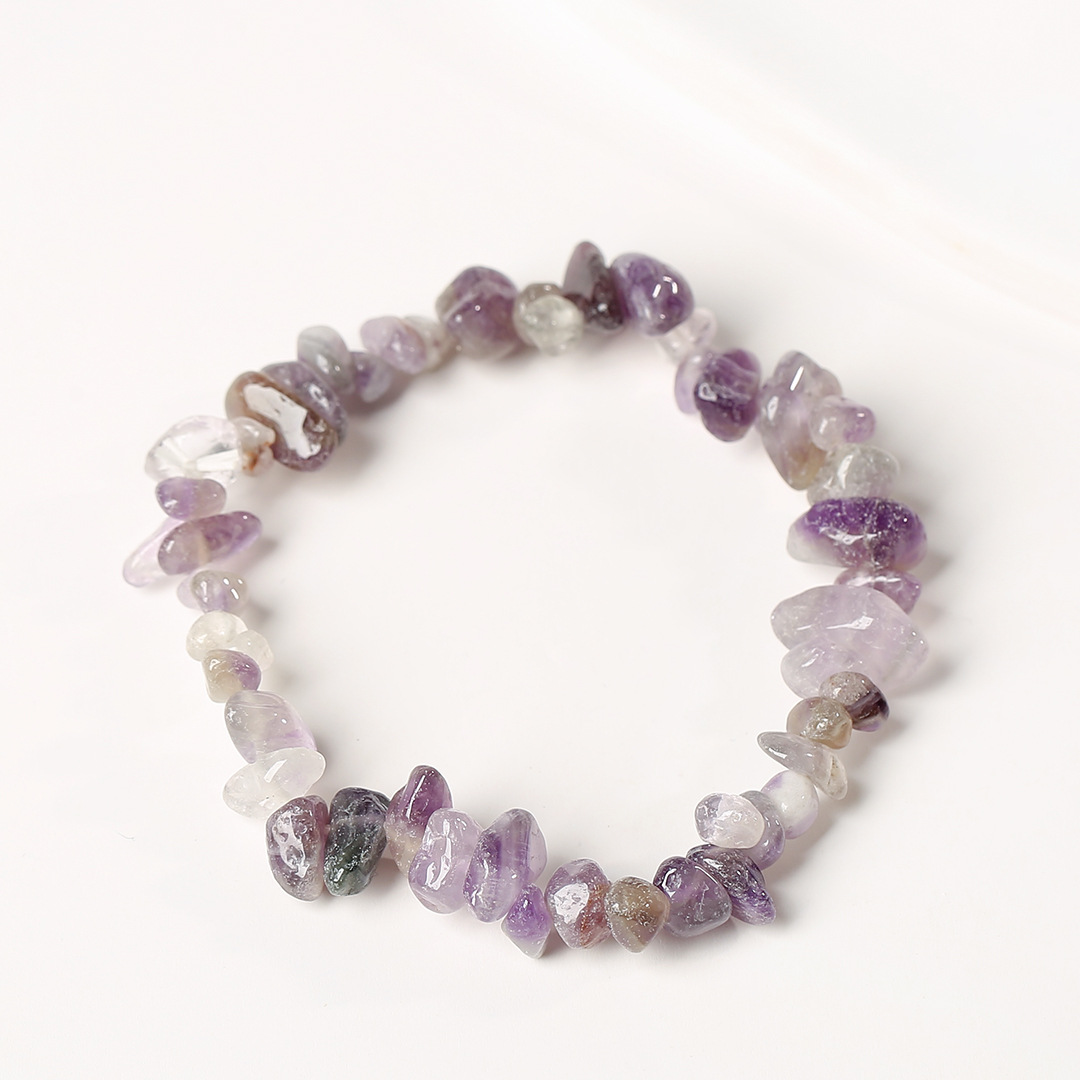 Pulsera de anillo único de piedra de cuartil natural irregular pulsera de cuerda elástica de piedra original estilo fresco simple y versátil