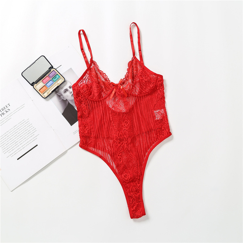 European and American Women's Sexy Lingerie One-piece Lace Pajamas Large Size Mesh Tight Jumpsuit Spot Hair European and American Women's Sexy Lingerie One-piece Lace Pajamas Large Size Mesh Tight Jumpsuit Spot Hair