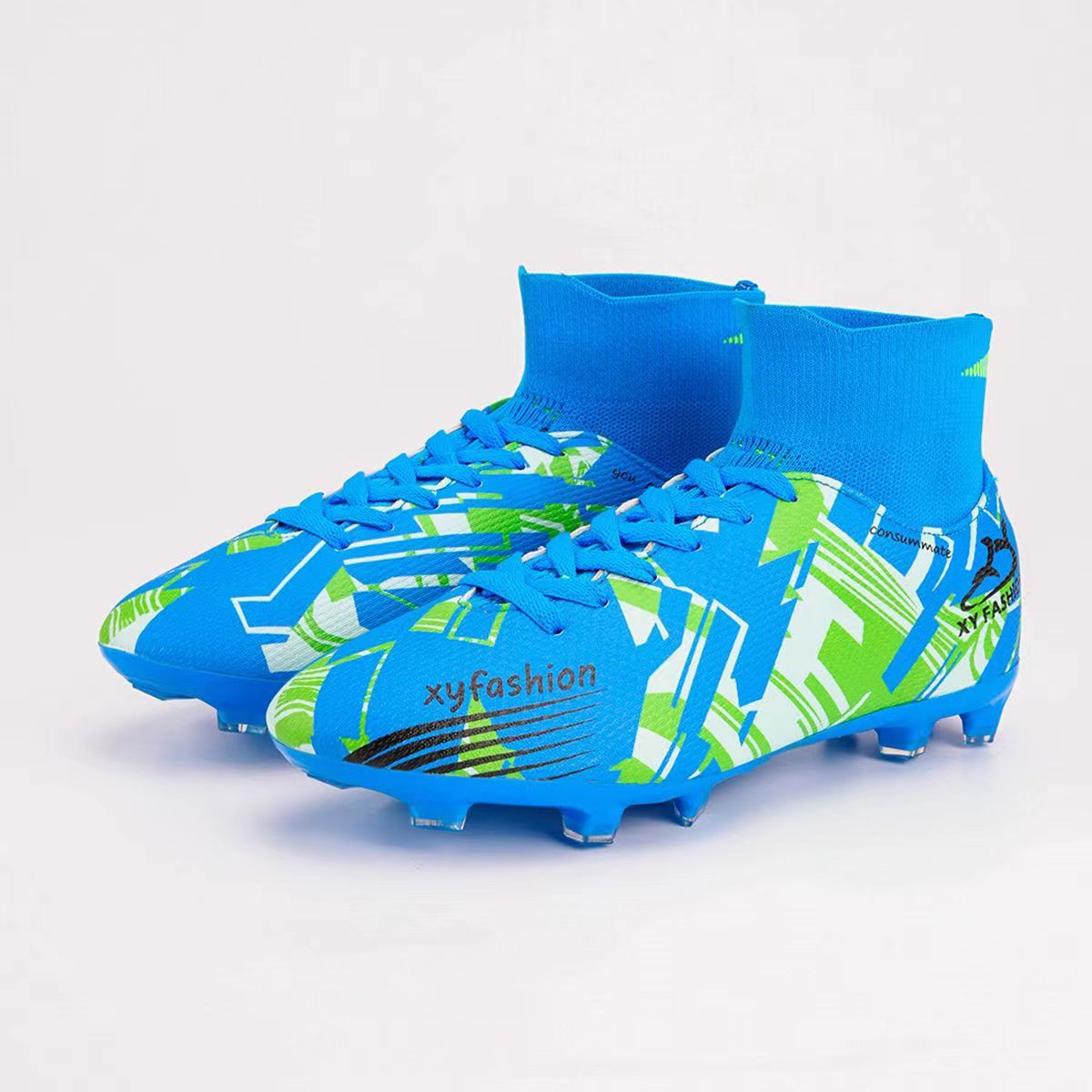 Binbinniao fábrica directa transfronteriza zapatos de Fútbol de los hombres de uñas largas de alta superior transpirable zapatos de entrenamiento deportivo de los hombres de Fútbol