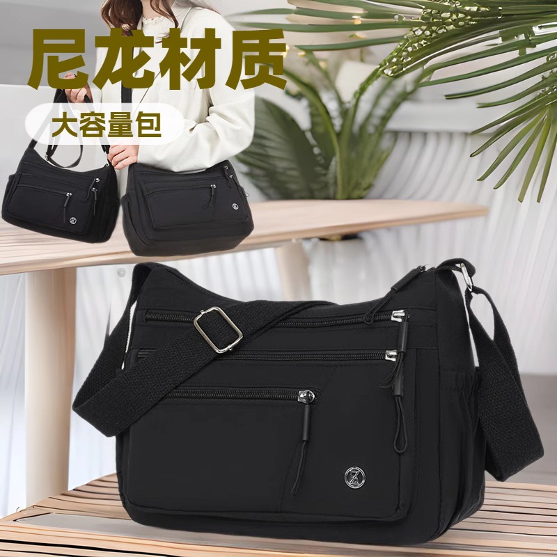 新款女士单肩斜挎包大容量韩版休闲尼龙布多隔层耐刮划跨境批发