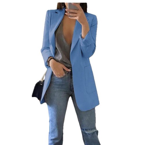 New European and American fashionable casual suit, lapel, slim cardigan, temperament suit coat, women's spring and autumn