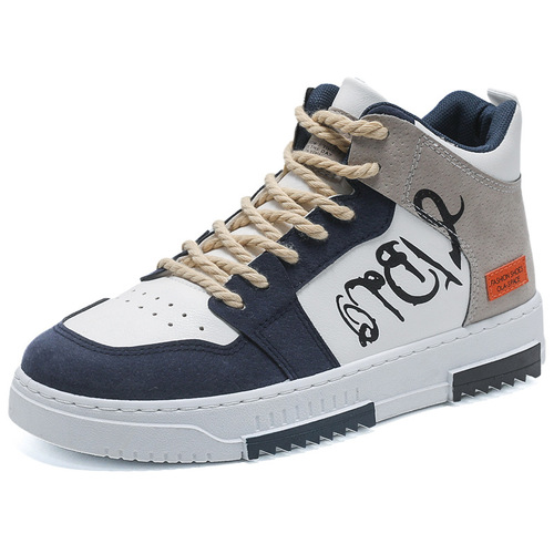Men's shoes  spring new breathable high-top shoes men's trendy versatile white shoes sports and leisure sneakers for men
