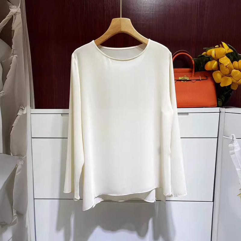 High-grade Georgette Long-sleeved Shirt Women's Summer Thin Loose Round Neck Baita Top Sun-protective Shirt Women's High-grade Georgette Long-sleeved Shirt Women's Summer Thin Loose Round Neck Baita Top Sun-protective Shirt Women's
