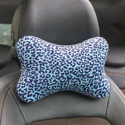 Cushion, Leopard Print Car Decoration, Headrest - 1-blue-leopard-print-headrest