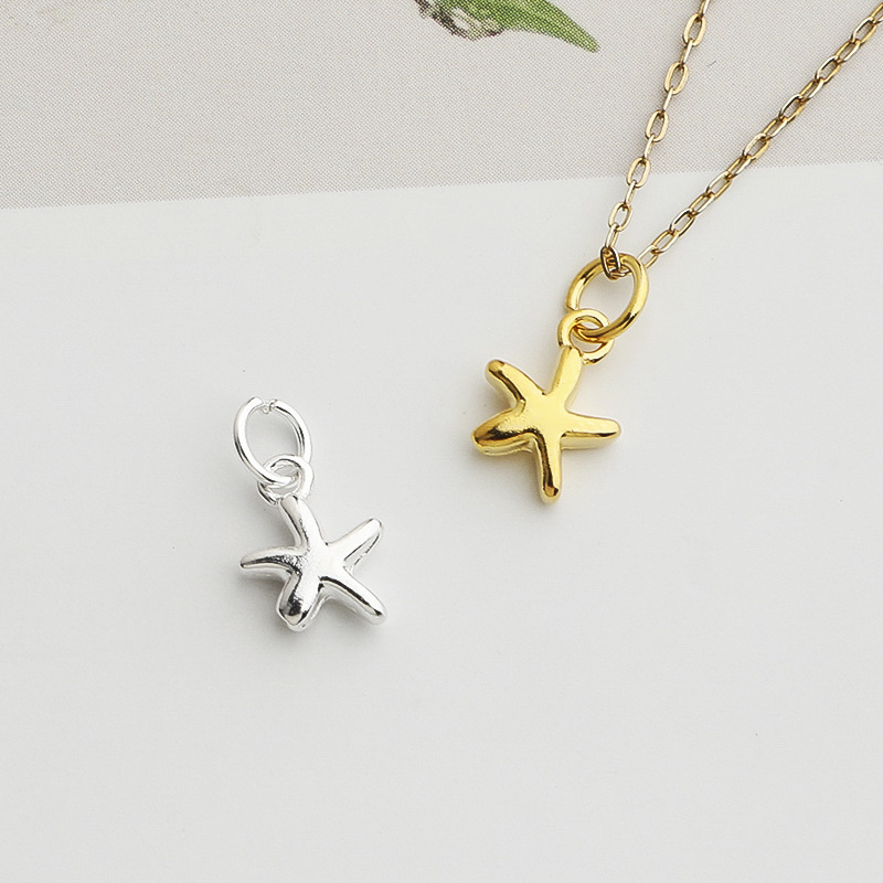 S925 Sterling Silver Gold Plated Starfish Pendant DIY Beaded Pearl Bracelet Necklace Star Pendant Five-pointed Star Accessories S925 Sterling Silver Gold Plated Starfish Pendant DIY Beaded Pearl Bracelet Necklace Star Pendant Five-pointed Star Accessories