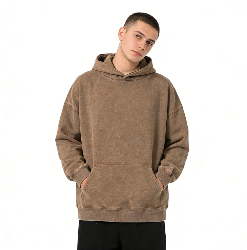 Sweat à capuche vintage washed batik pour homme coupe large_voghion.com