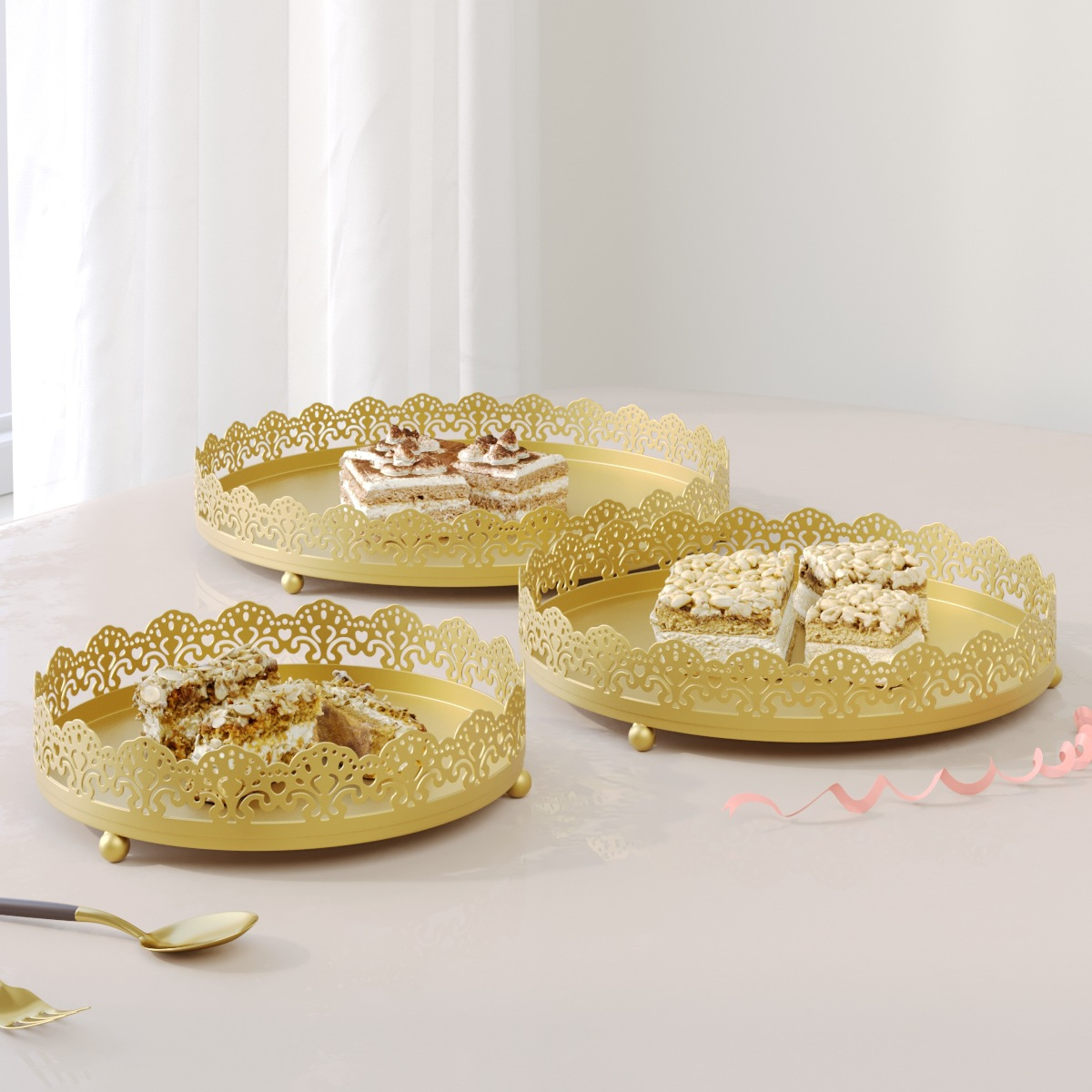 Juego de Soporte para Pasteles de Hierro para Mesa de Postres, Bodas y Cumpleaños