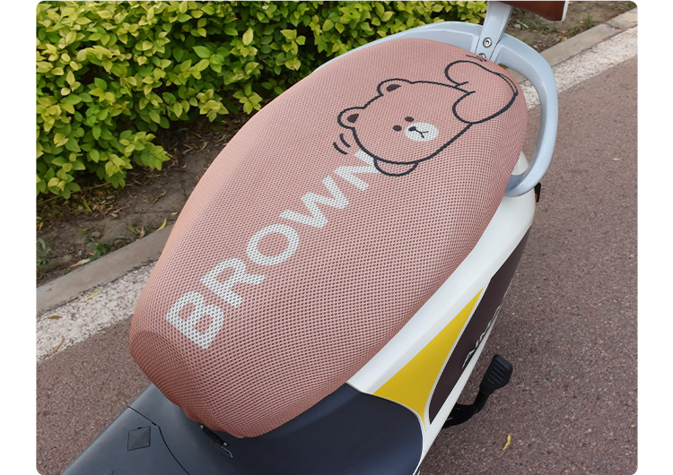 Pedal Electric Vehicle Sunscreen Heat Insulation Cushion Cover Cartoon Pattern All-inclusive Seat Cover Motorcycle Four Seasons Universal Seat Cover