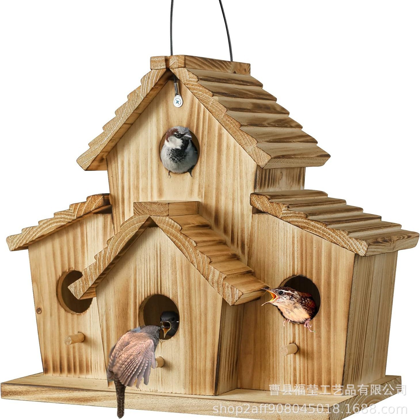 nido de colibríes transfronterizo de madera sólida ornamentos de pájaros de madera pastoral al aire libre nido de pájaros de tipo villa colgante de jardinería alimentador de pájaros image 1