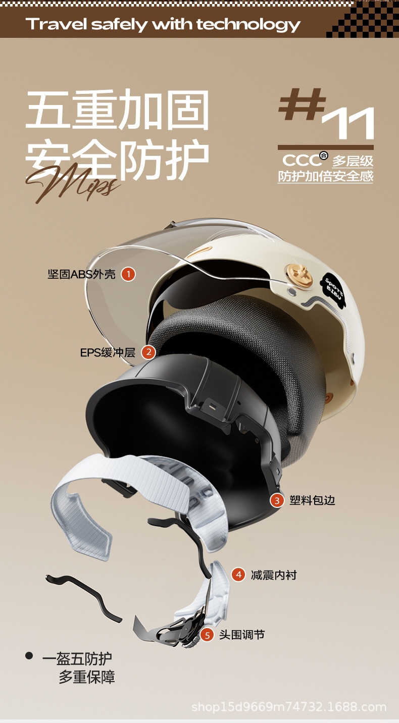 Electric Vehicle Helmet for Women and Men, Motorcycle Helmet with Double Mirrors, Windproof and Warm, Universal for All Seasons, Non-Pressure Hair Safety Helmet