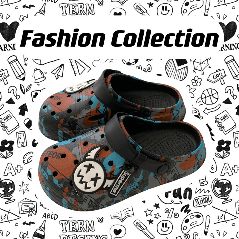 Zapatos con agujeros de camuflaje de coco 2025 nuevas sandalias zapatos de playa para hombres zapatos de viaje casuales sandalias Baotou para hombres