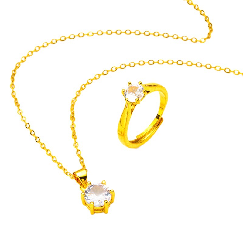 Vietnam arena oro blanco anillo de diamantes de cristal collar Vietnam arena oro blanco anillo collar venta al por mayor traje transfronterizo