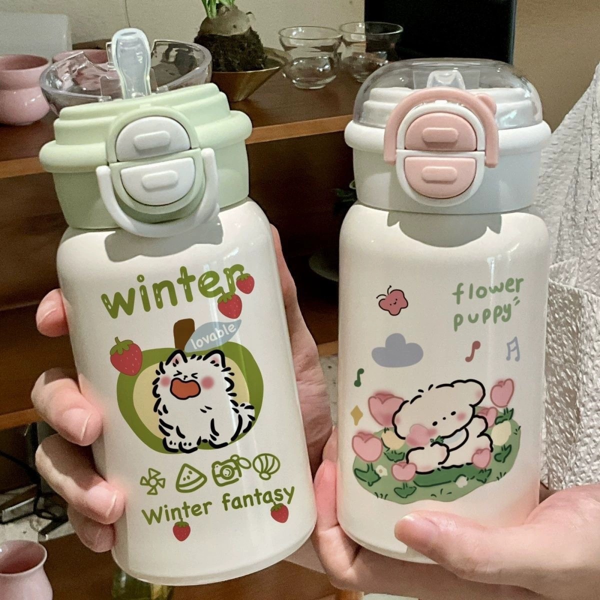 卡通可爱宝宝保温杯316不锈钢儿童水杯高颜值可爱吸管杯学生水壶