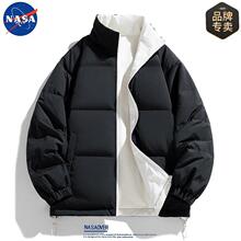 NASA品牌双面穿棉服男款冬季加厚保暖立领百搭情侣面包服棉衣外套