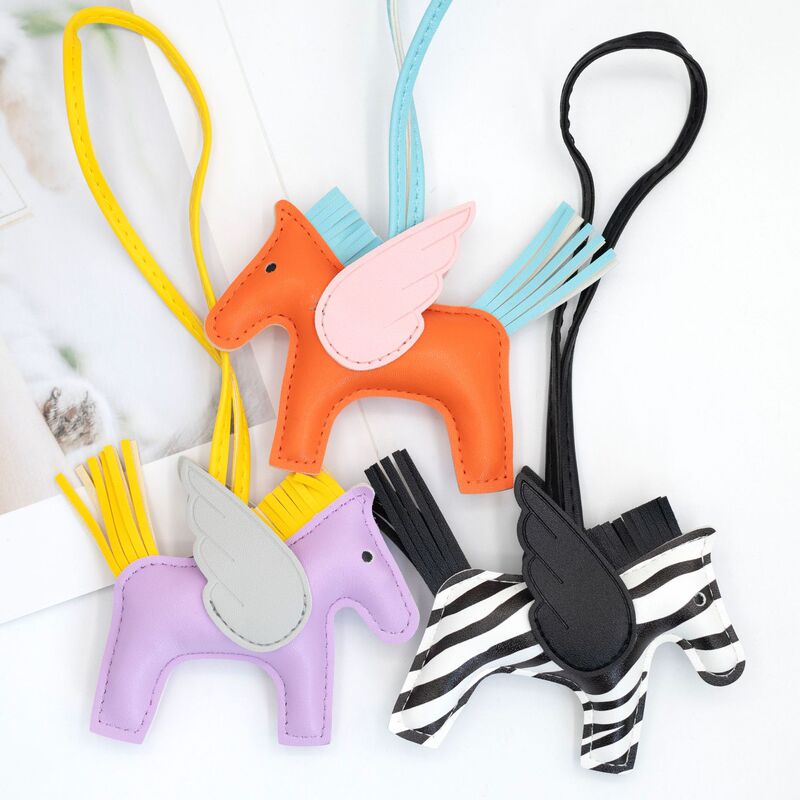 Angel Little Pegasus DIY Wings Doll Pendant Pu Leather Bag Charm Keychain Tassel Accessories Gift Pendant