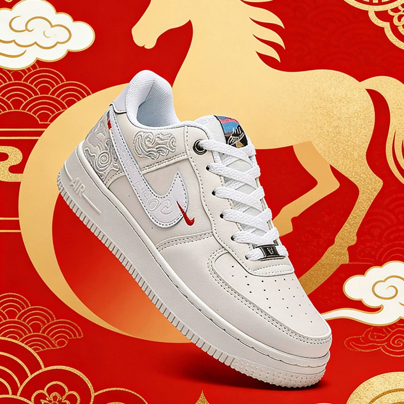 Putian AJ Air Force One Год лошади ограниченные кроссовки низкого верха мужские и детские парные повседневные обувь спортивная маленькие белые кроссовки