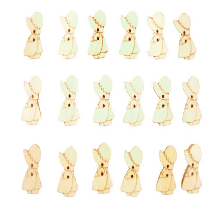 天台维娅各种儿童卡通小木质扣天然两眼木头扣子桃心彩色纽扣批发