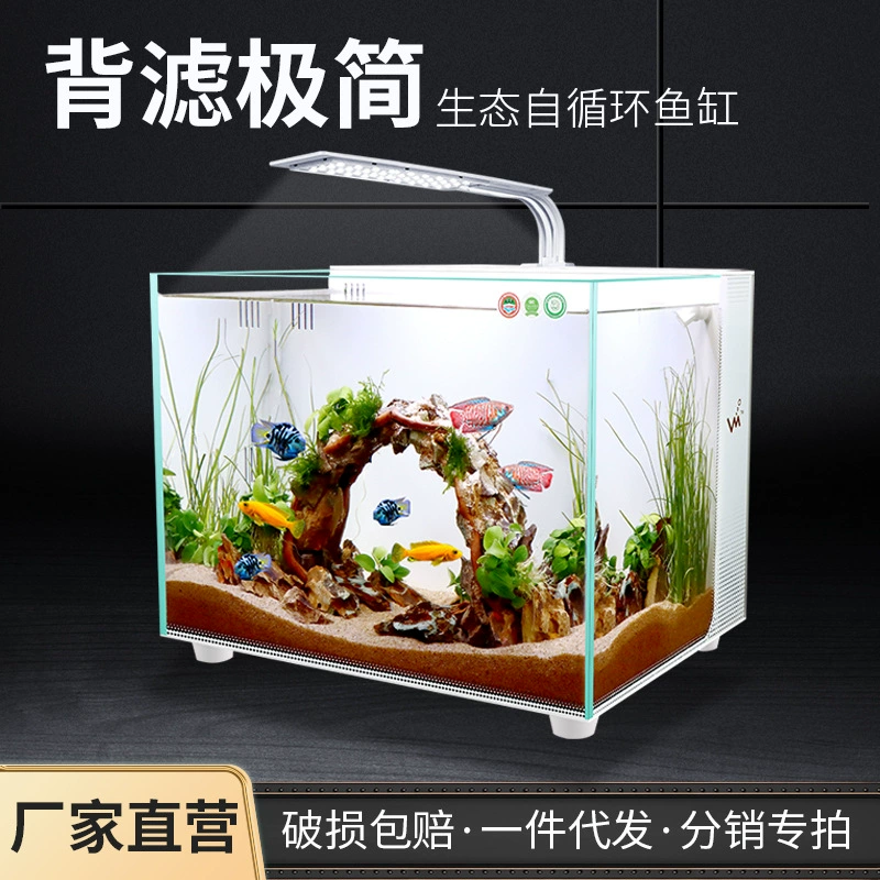 Бытовой задний фильтр, небольшой аквариум для аквариума, гостиной, офиса, без воды, самоциркуляция, ультра-белый стеклянный аквариум