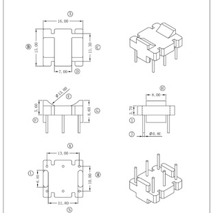 Magnetic ring BASE BASE-1516 vertical 3+3P 2+2p pin row distance 10*13 outer diameter 15 * 16mm