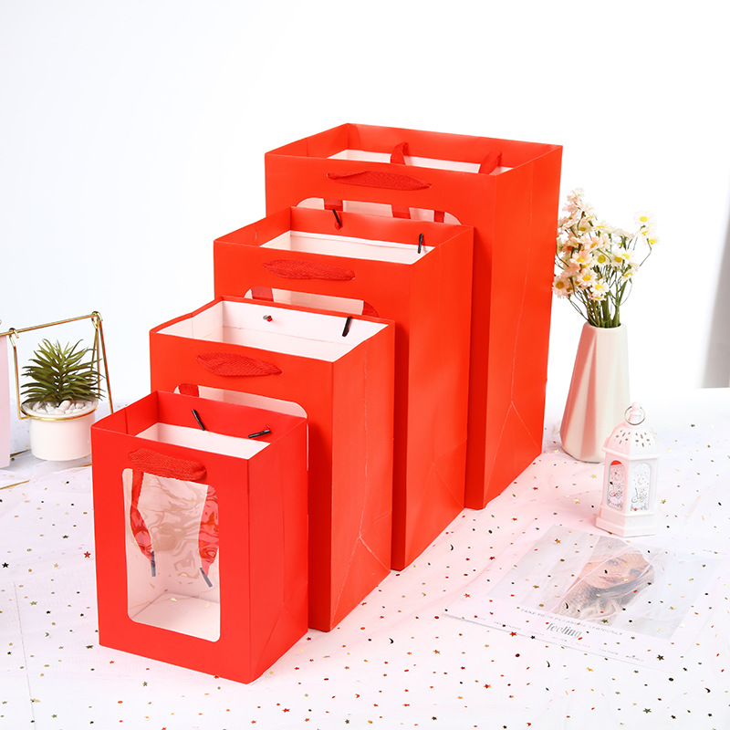 橱窗礼品手提袋情人节日烘焙礼物包礼品袋鲜花伴手礼玩偶纸袋礼盒