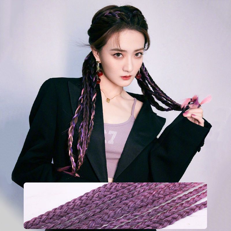 Connie lasulja Sweet Western Cool Twisted Braid Otroška skupina Dreadlocks Dvojni čop Barvni preliv Otroški umetni lasje