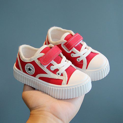 Women's and Boys' Baby Canvas Shoes, 1-2-3 Years Old, Soft Sole Learning to Walk Shoes for Spring and Autumn