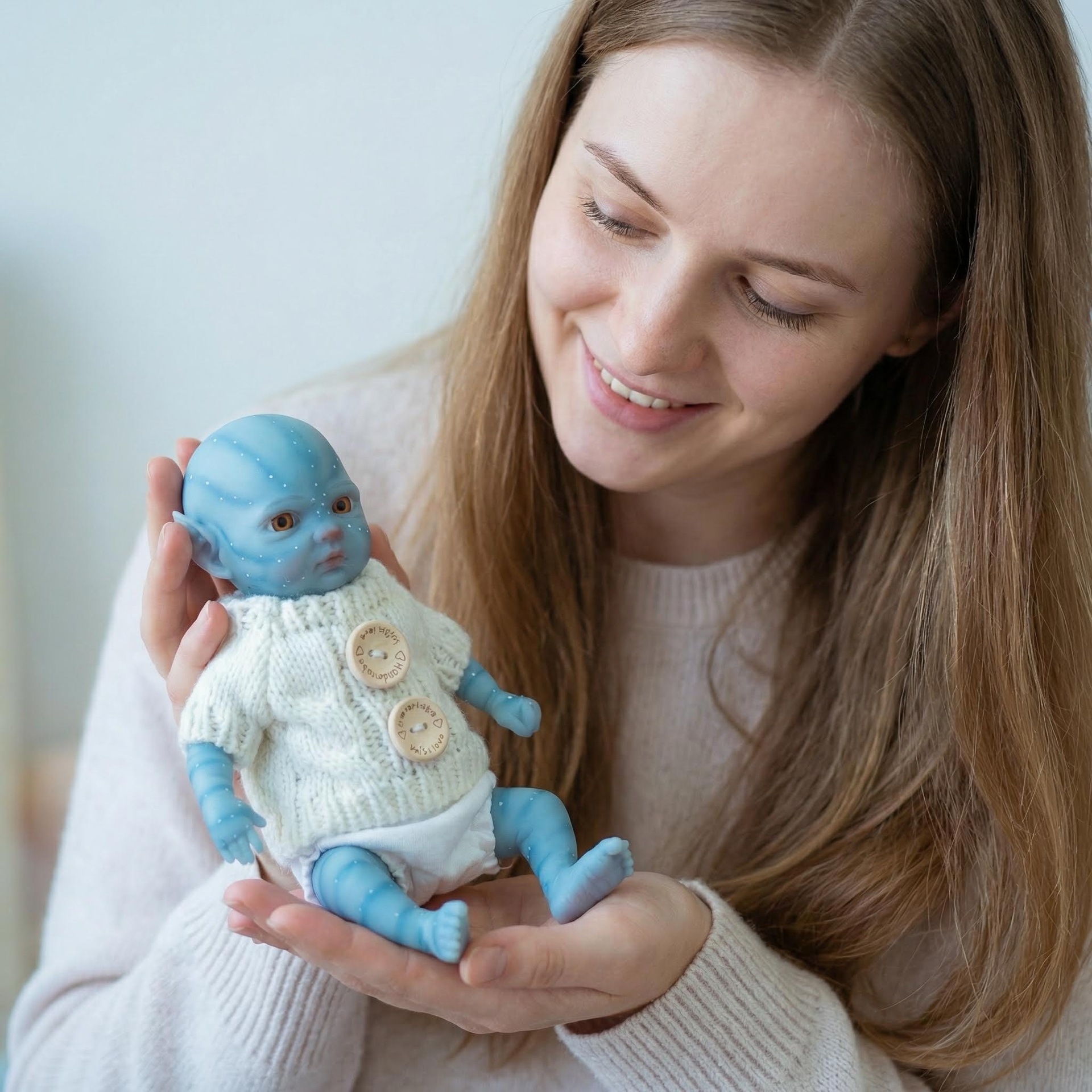 8 pulgadas Avatar sólido de silicona muñeca de simulación bebé renacido Q-ball es elástico suave