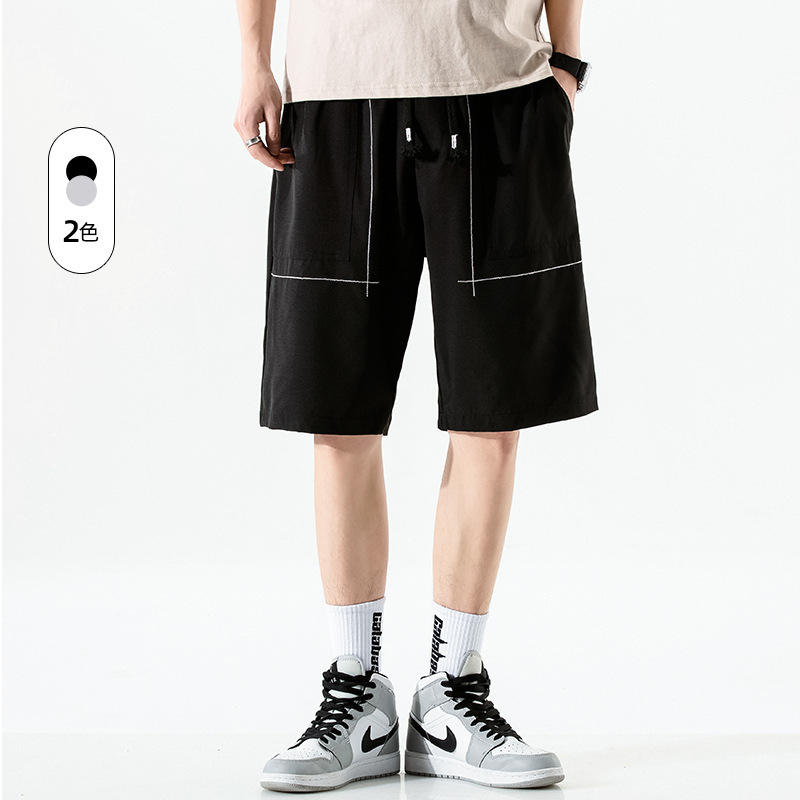 Ice Silk Shorts Men's Summer Thin Outer Wear Sports Pants Trendyy Brand Ins Trendy Loose and Stylish Casual Five-Point Pants a