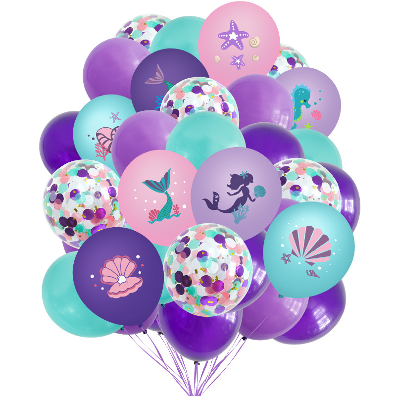 Mermaid Shell Emulsion Party Balloon display picture 1