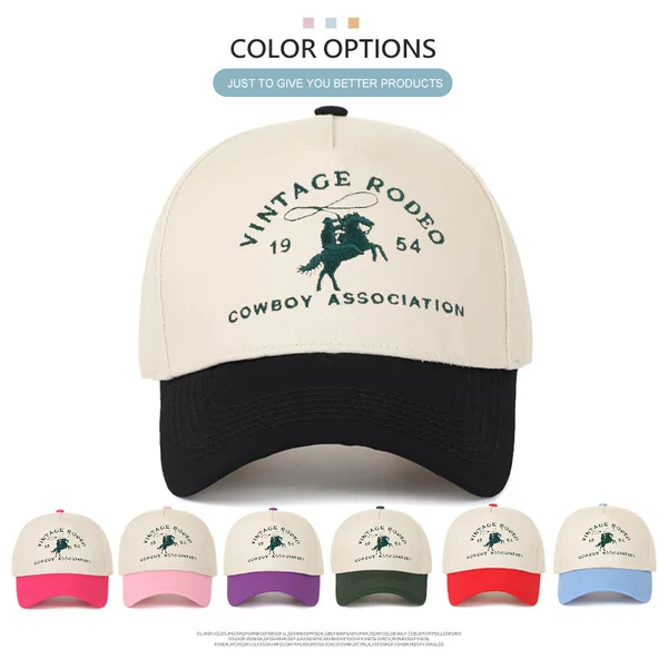 Cross-Border Five-Panel Hat, Four-Leaf Clover Embroidered Trucker Hat, Color-Blocked Hard-Brim Baseball Cap, Embroidered Vintage Hat for Men and Women