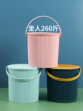 家用手提水桶塑料加厚可坐钓鱼收纳垃圾桶带盖批发户外小桶子包邮