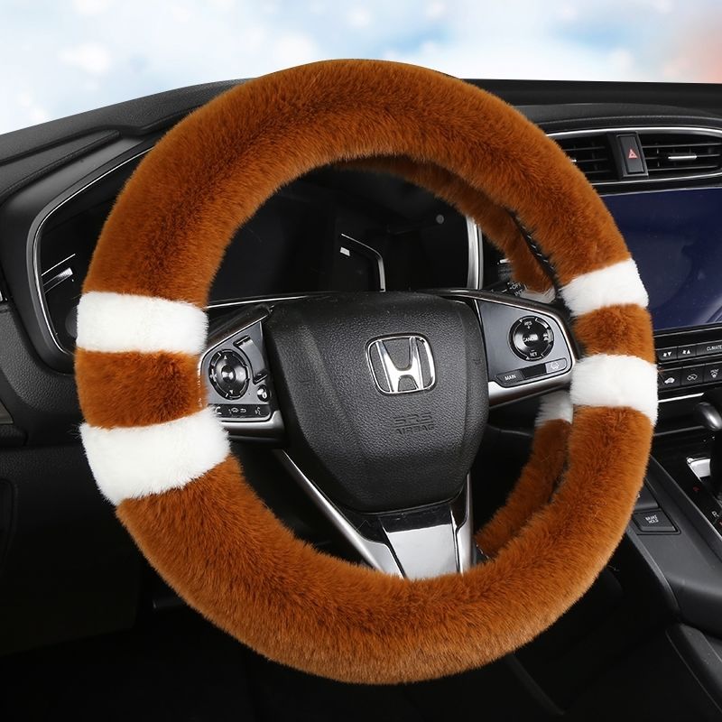 Amazon Winter Stuffed Car Steering Wheel Cover Unisex Anti-Slip Winter Warm Fur Integrated Handle Cover