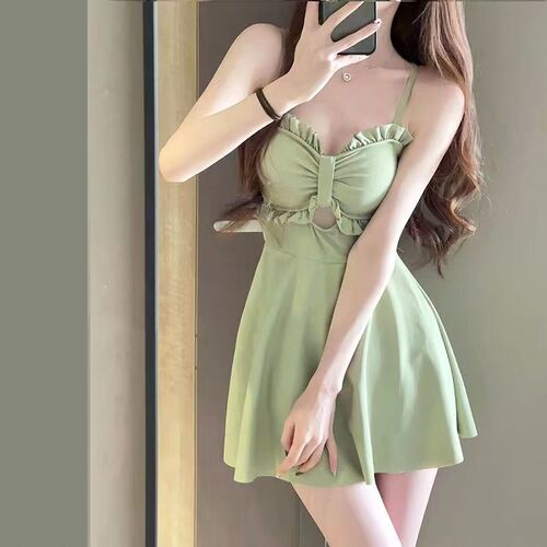 Two-Piece Cover-Up Bathing Suit for Women, Adjustable Shoulder Straps,  New Style, Conservative, Slim-Fitting, One-Piece Hot Spring Swimwear