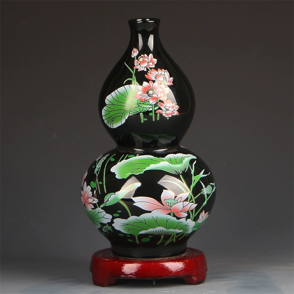 23cm high black lotus (comes with wooden rotating base)