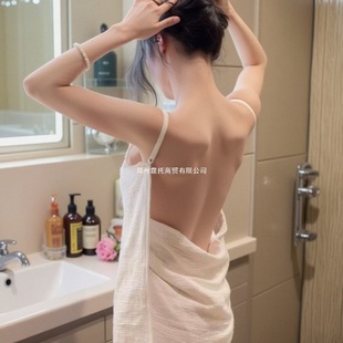 Super Pajamas and Bathrobes, Summer Thin Backless Pure Cotton Gauze Bath Towels, One-Piece Pajamas, Couple Home Bathing Towels