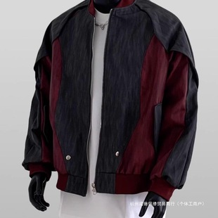 American-style Retro Niche Deconstructed Stitching Leather Jacket Men's Spring Street Puppies Handsome Colored Baseball Suit Jacket Top