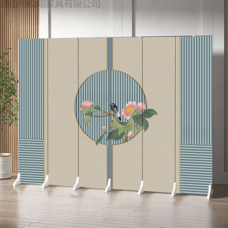 中国风屏风隔断客厅家用轻奢高级感玄关遮挡移动折叠复古玄关折屏