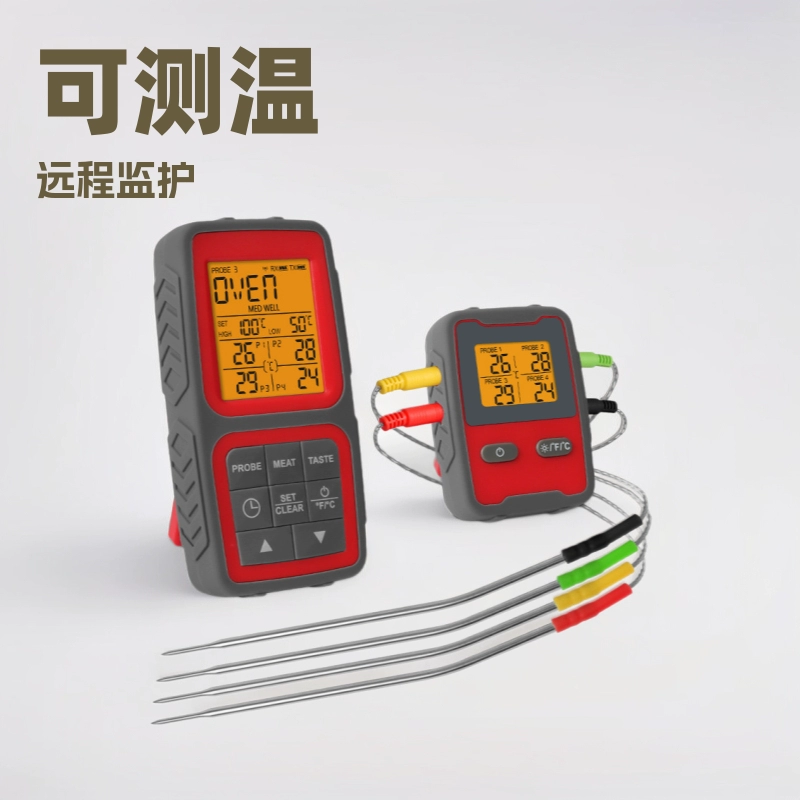 Термометр для мяса с четырьмя контактами и удаленным мониторингом позволяет определить степень готовности пищи одним взглядом и контролировать ее на расстоянии.