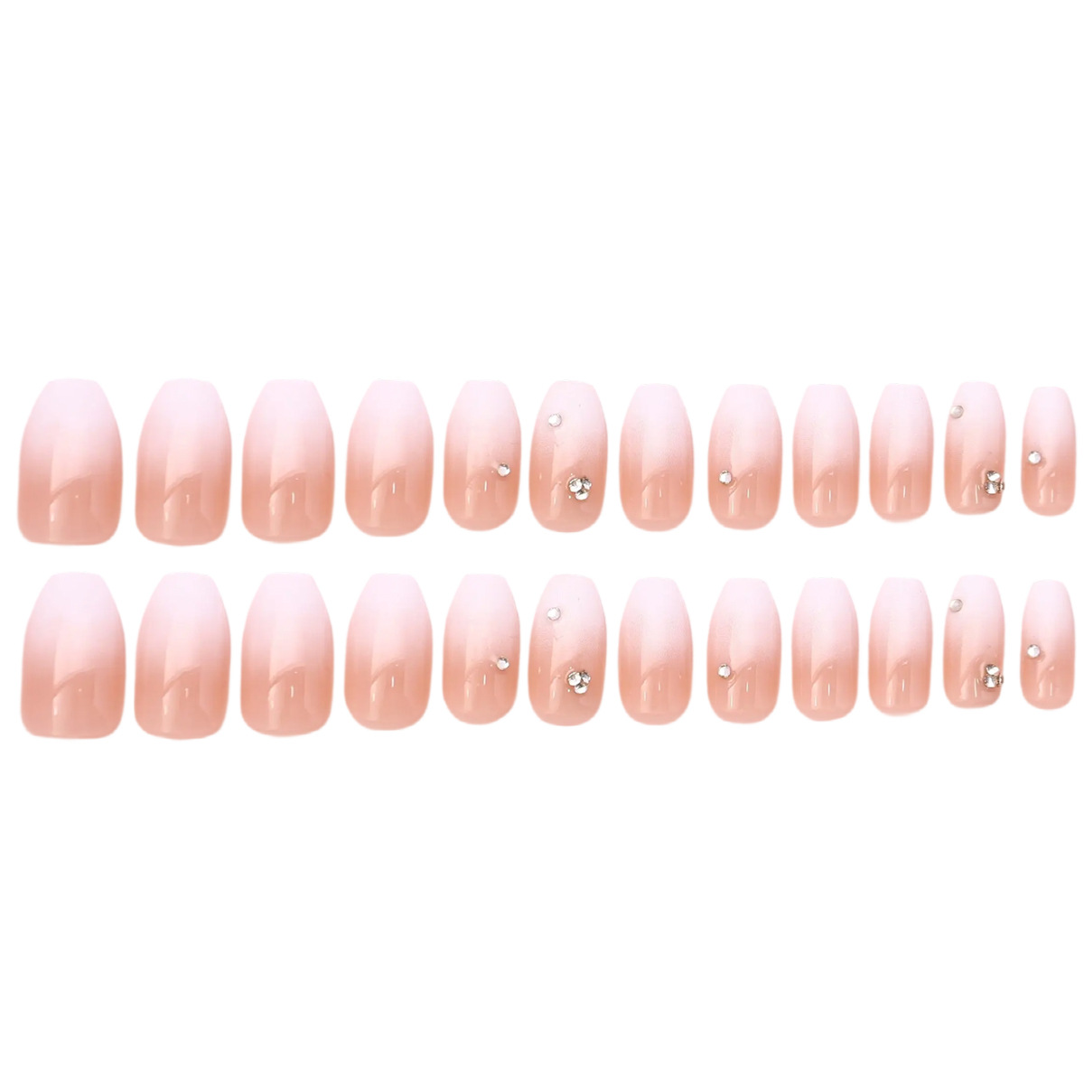 Uñas, uñas, uñas, colores degradados, diamantes de punto, uñas, uñas postizas, parches de uñas desmontables