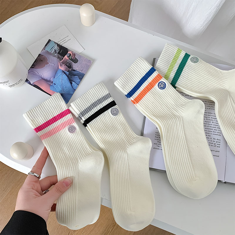 35g Weight Socks Classification Socks Lingerie Type Cotton Fabric Type A Pair Quantity Casual, Outdoor Occasion Contrast Collar Pattern All Seasons Season Women's Gender Sports Style Women's Sports Contrast Collar Cotton Crew Socks A Pair 9