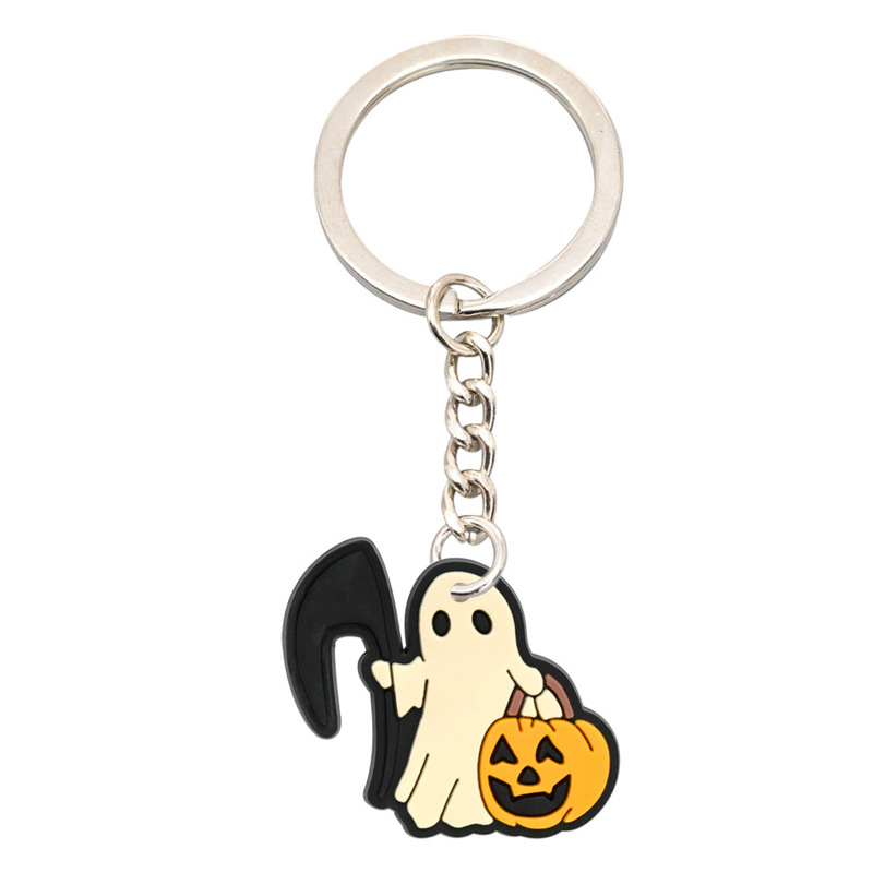 アマゾンのハロウィーンの漫画のキーホルダーの装飾品はカボチャの漫画のPVCの柔らかいゴムのキーチェーンの装飾品を掛けます。|undefined