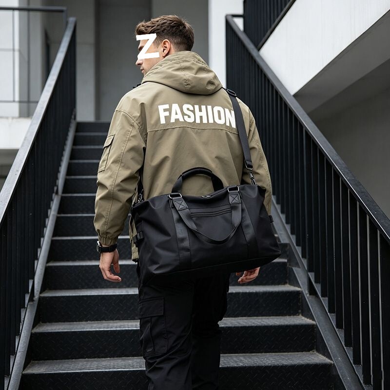 Men's business travel bag, large capacity, waterproof, suitable for business trips, travel, and gym use; can be carried by hand, worn as a shoulder bag, or used as a crossbody bag