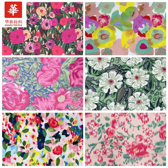Cotton cotton printed cloth fairy oil painting style women's clothing dress skirt fabric in stock wholesale