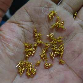 保色18K包金羊眼针 半孔珍珠托吊坠珠托diy手工 饰品配件珠针帽针
