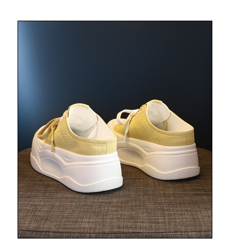 Giày sneaker nữ đế dày tăng chiều cao, mũi tròn bít, phong cách thể thao mùa hè 2025 — Màu be, Màu hồng, Màu vàng chi tiết 19